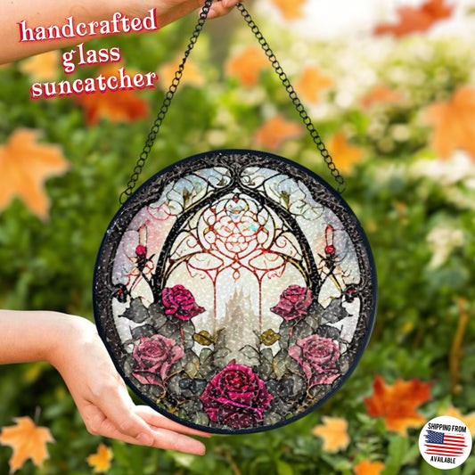 Gothic window, glass handcrafted suncatcher