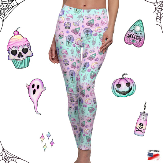 Kawaii Goth Leggings, pastel cute Halloween