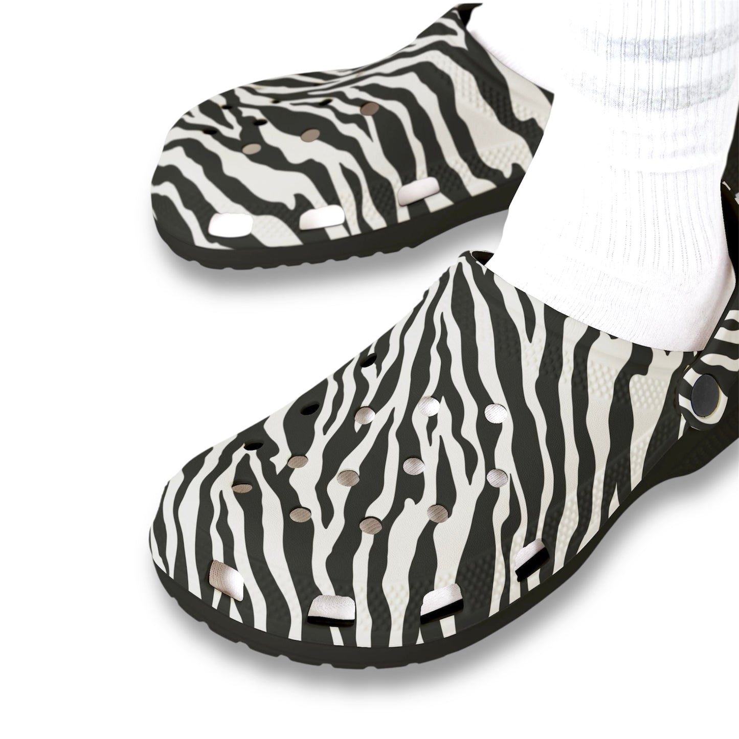 Zebra Print EVA Foam Clogs for Comfortable & Fun Footwear, Garden Shoes, Casual Slippers, Trendy Summer Footwear