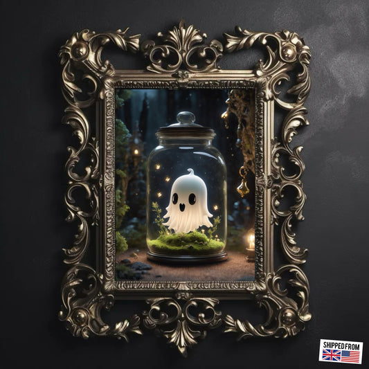 Cute Ghost Fine Art Print, Dark Academia, Goth Wall Decor, Gothic Gallery Wall, Halloween Decor