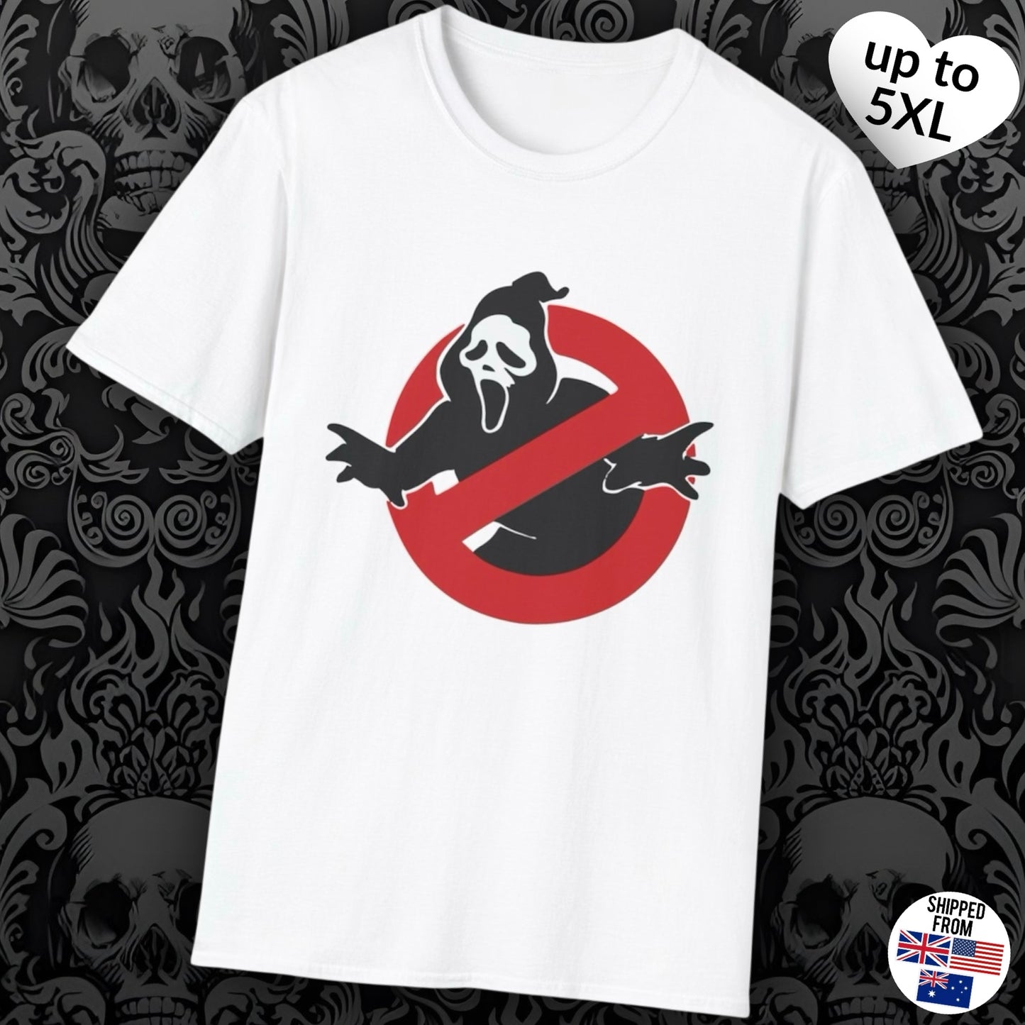 Ghostface Scream Softstyle T-Shirt, Halloween, Horror movies, up to 5XL