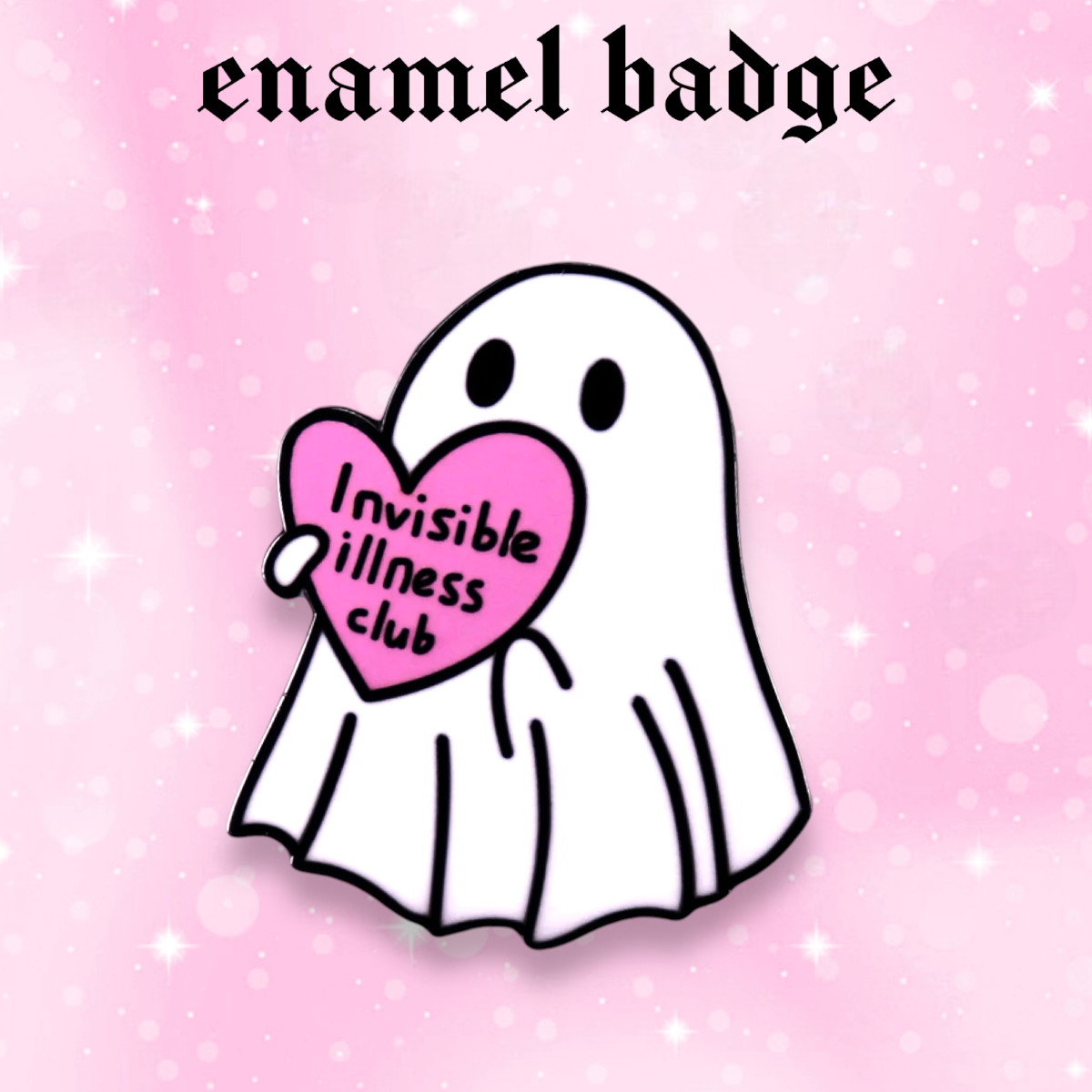 Invisible illness badge, kawaii goth