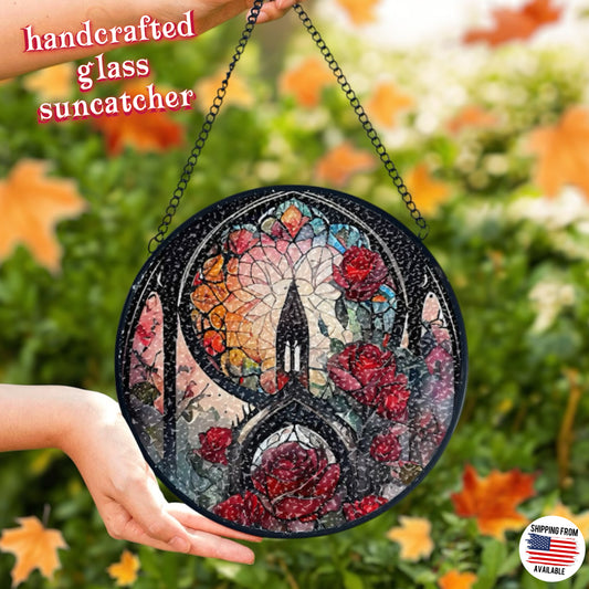Gothic window, glass handcrafted suncatcher