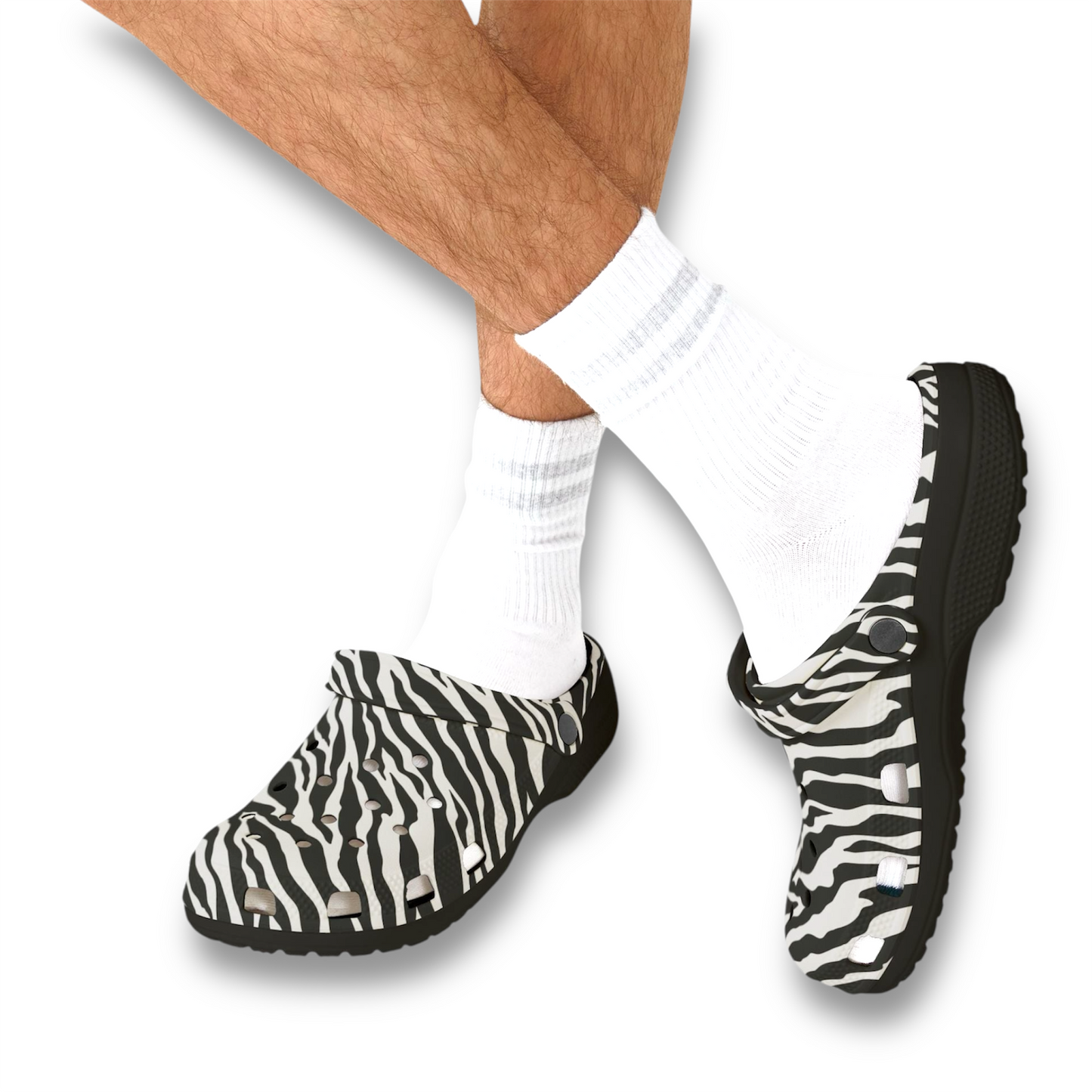 Zebra Print EVA Foam Clogs for Comfortable & Fun Footwear, Garden Shoes, Casual Slippers, Trendy Summer Footwear