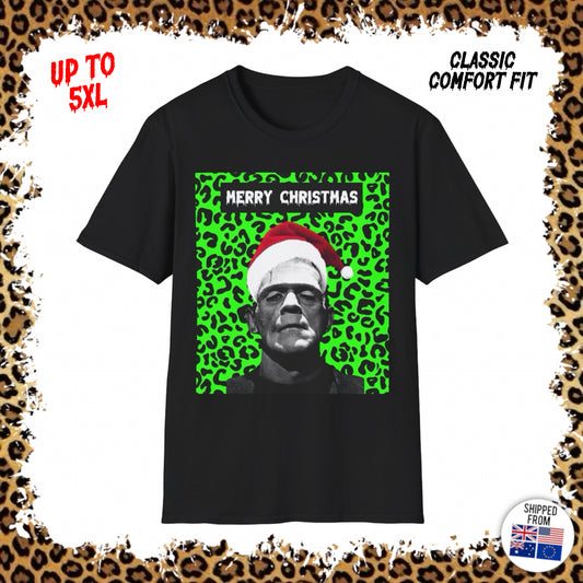 Frankenstein Merry Christmas, Softstyle T-Shirt, up to 5XL, Horror Movie