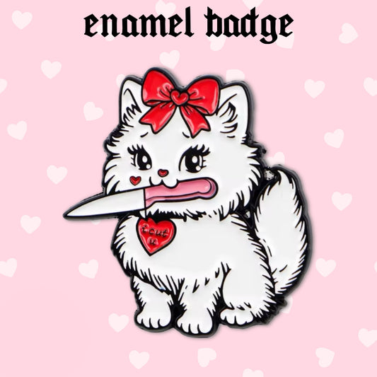 Cute killer kitty enamel pin badge, Strange Dollz Boudoir