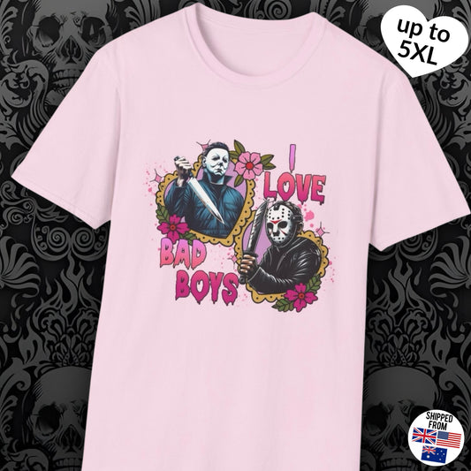 I love Bad Boys Softstyle T-Shirt, Halloween, Horror movies, up to 5XL