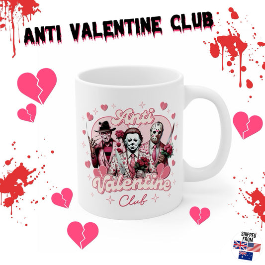 Anti Valentine Club Mug, Horror Movie, Halloween