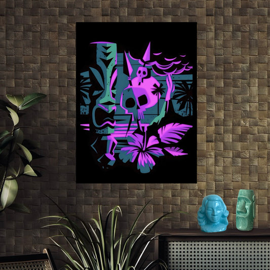 Haunted tiki and skull poster