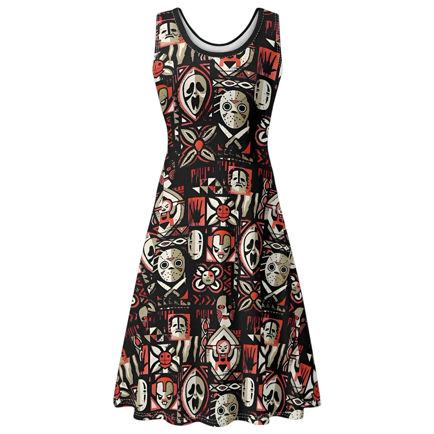 Tiki Horror Movies Womens Swing Dress, Tropical Sundress