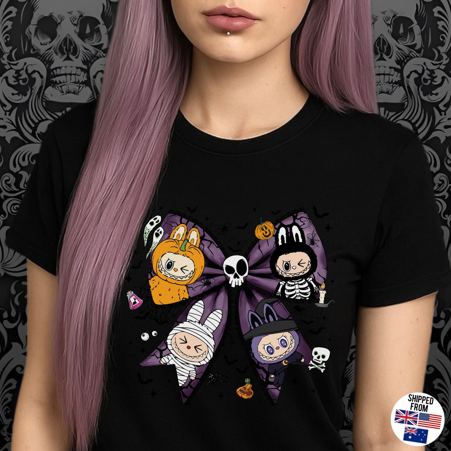 Spooky Labubu Coquette T-shirt, Halloween