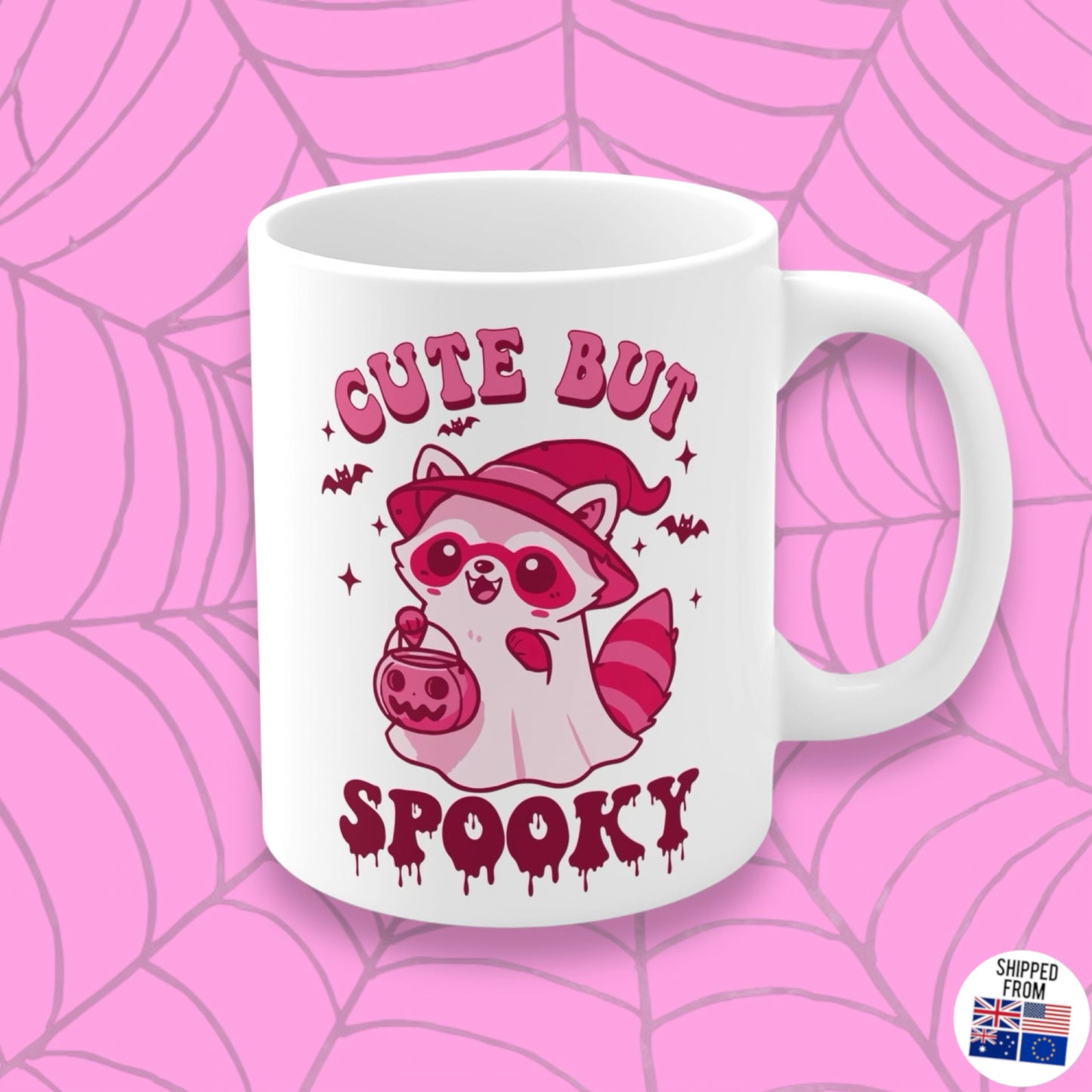 Cute but Spooky, Halloween Mug, cute Racoon