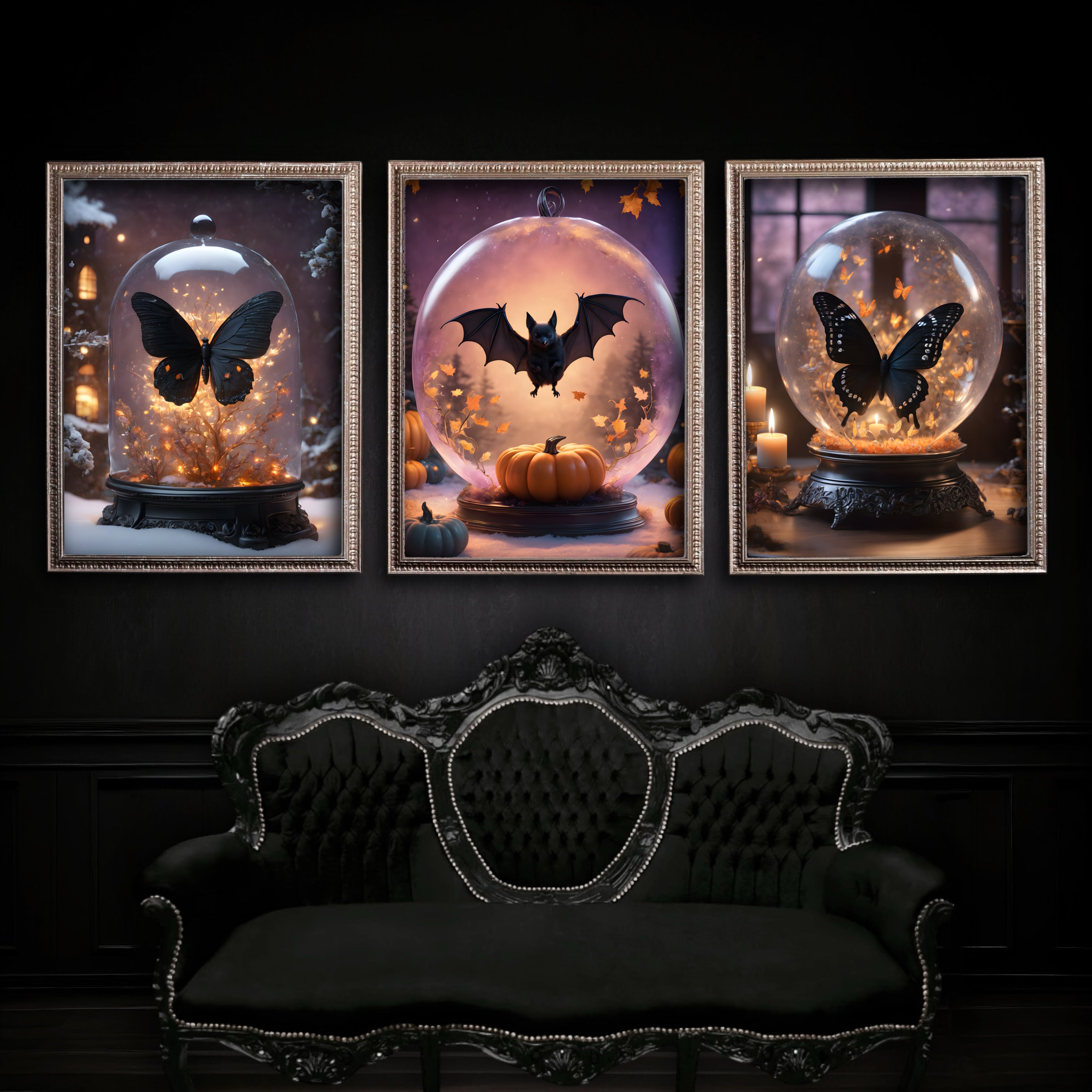 Black Butterfly Fine Art Print, Dark Academia, Goth Wall Decor, Gothic Gallery Wall, Halloween Decor