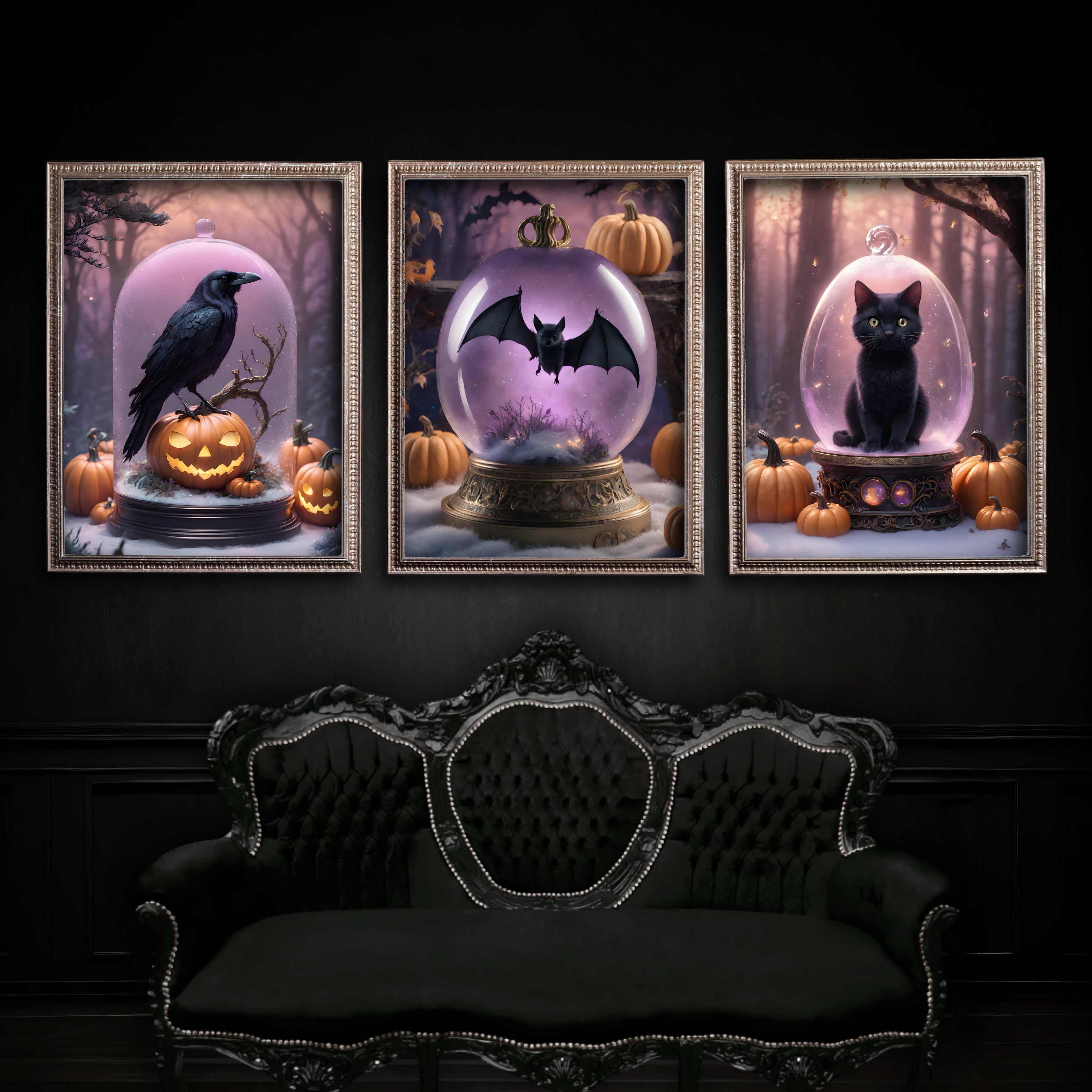 Dark Raven Fine Art Print. Dark Academia, Goth Wall Decor, Gothic Gallery Wall, Halloween Decor
