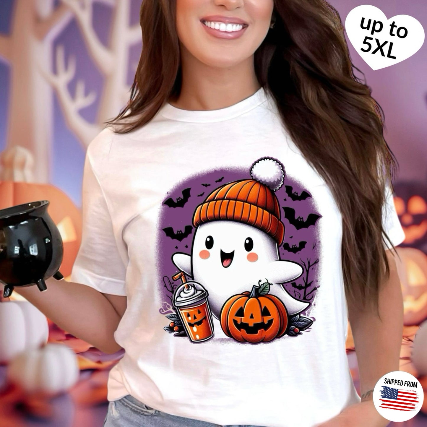 Cute Ghost, Halloween Softstyle T-Shirt, spooky cute, up to 5XL