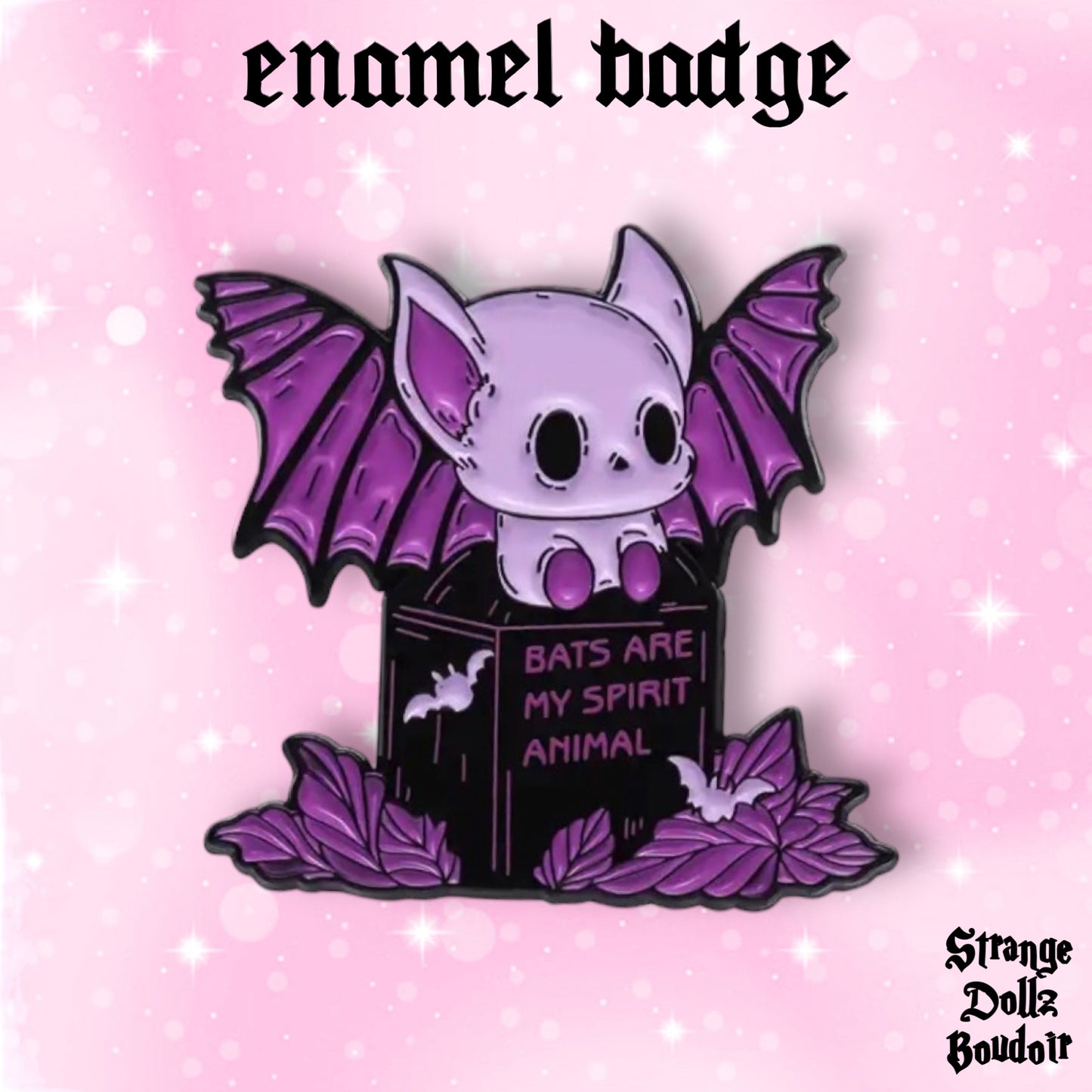 Cute bat enamel pin badge, Strange Dollz Boudoir