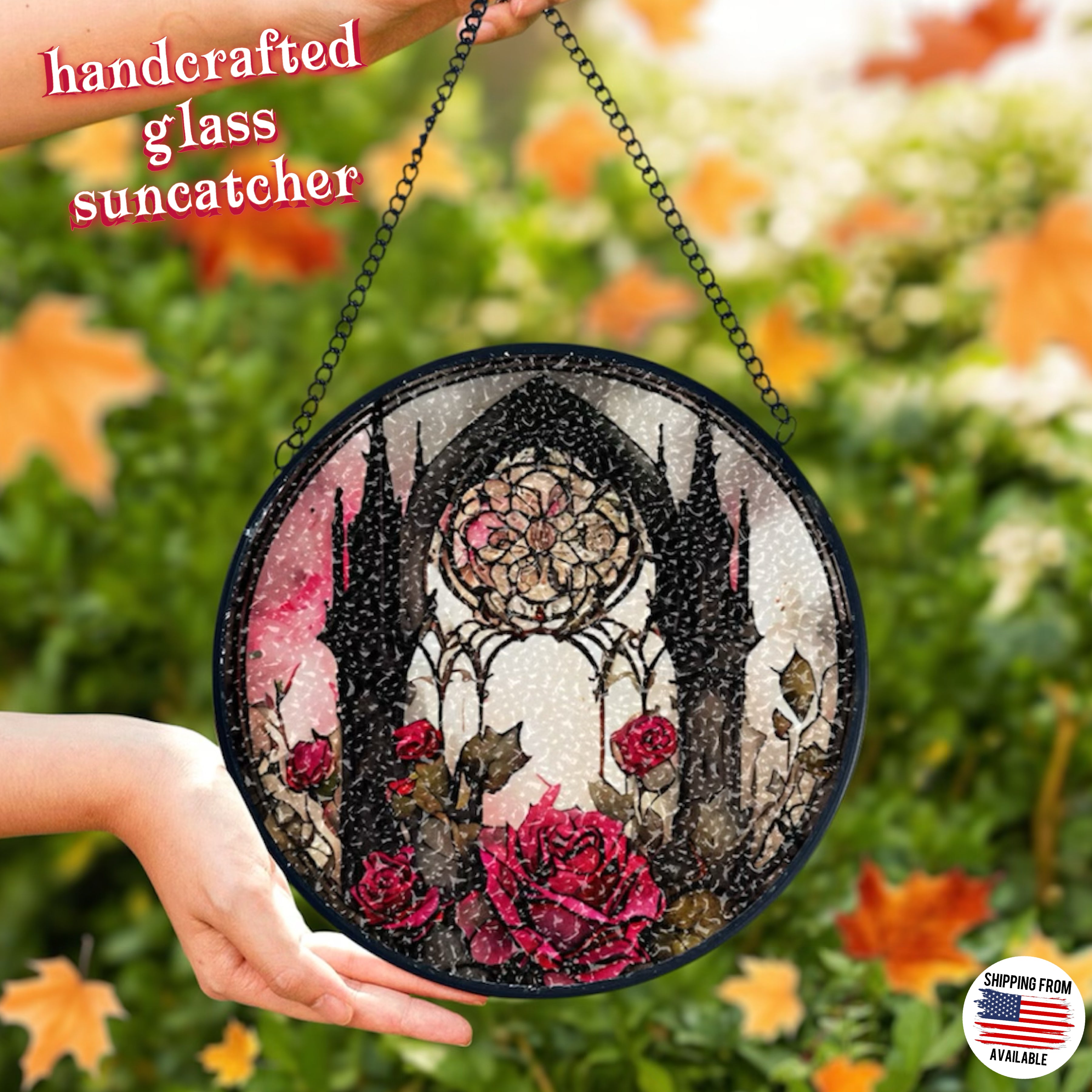 Gothic window, glass handcrafted suncatcher