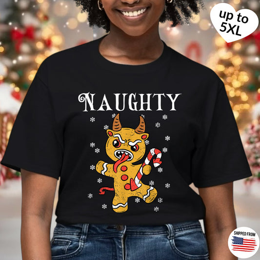 Naughty Krampus Gingerbread man, Christmas T-shirt, up to 5XL