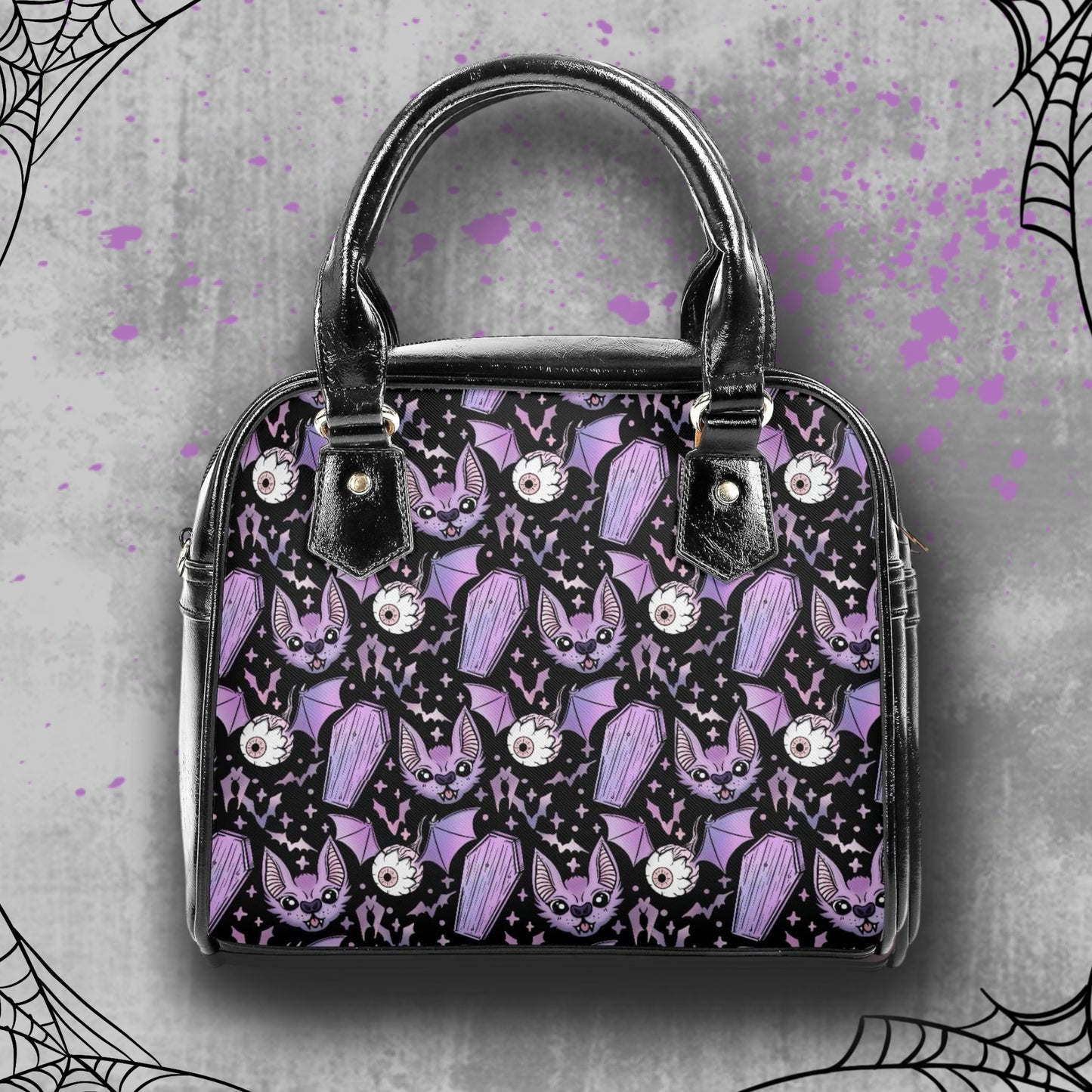 Purple bats handbag, pastel goth