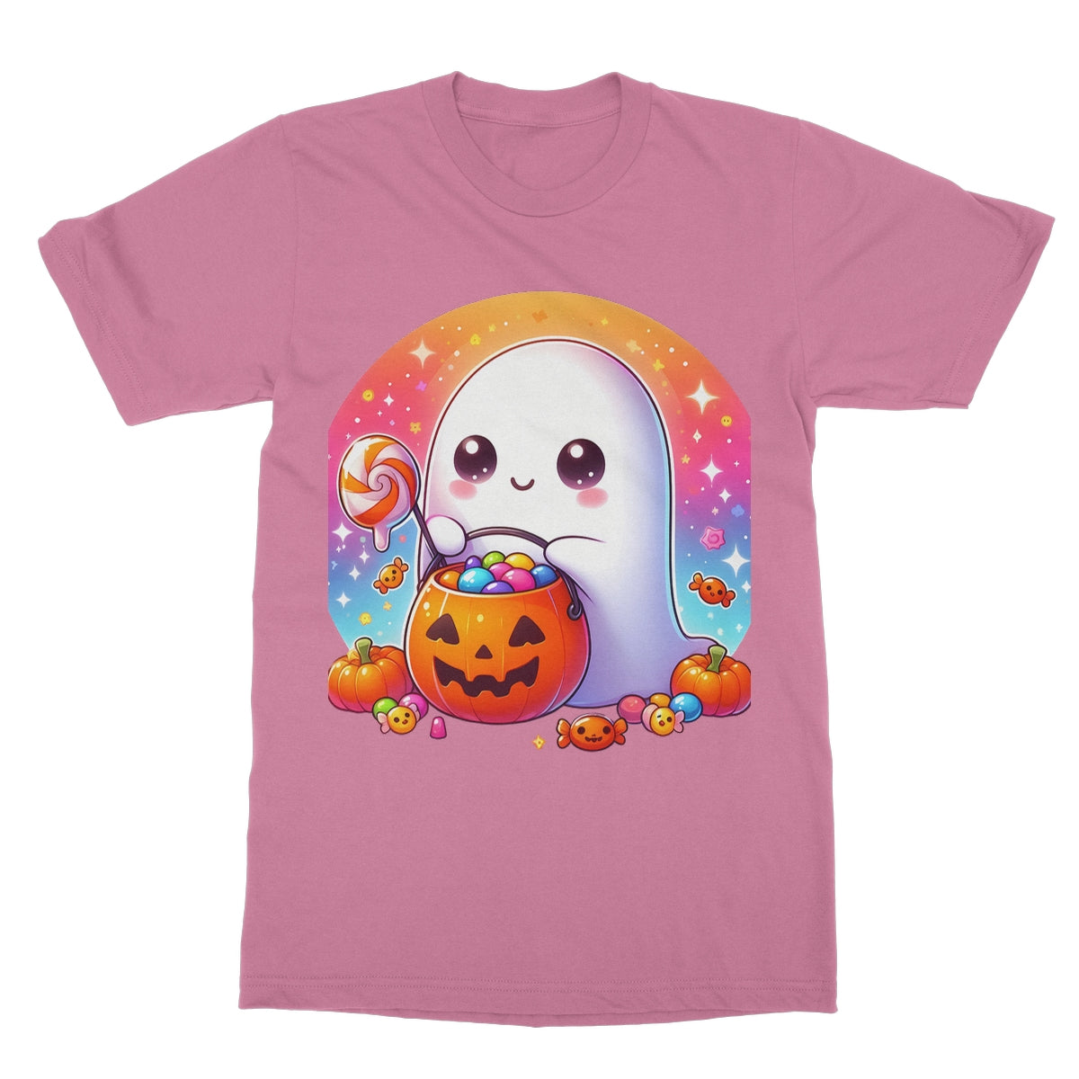 Cute ghost, pumpkin, Halloween, Softstyle T-Shirt