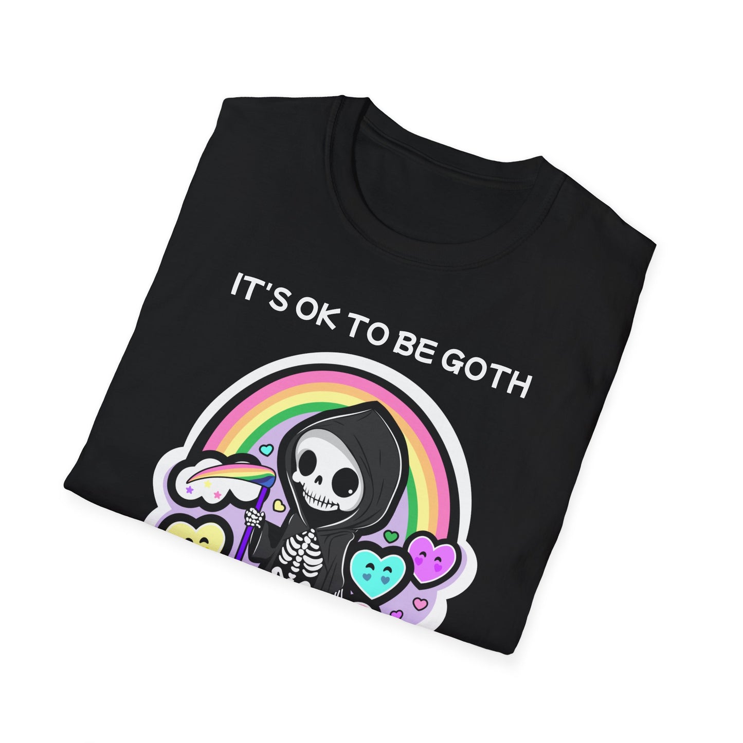 It’s ok to be goth and also love rainbows, T-shirt, up to 5XL, kawaii, pastel goth, pride