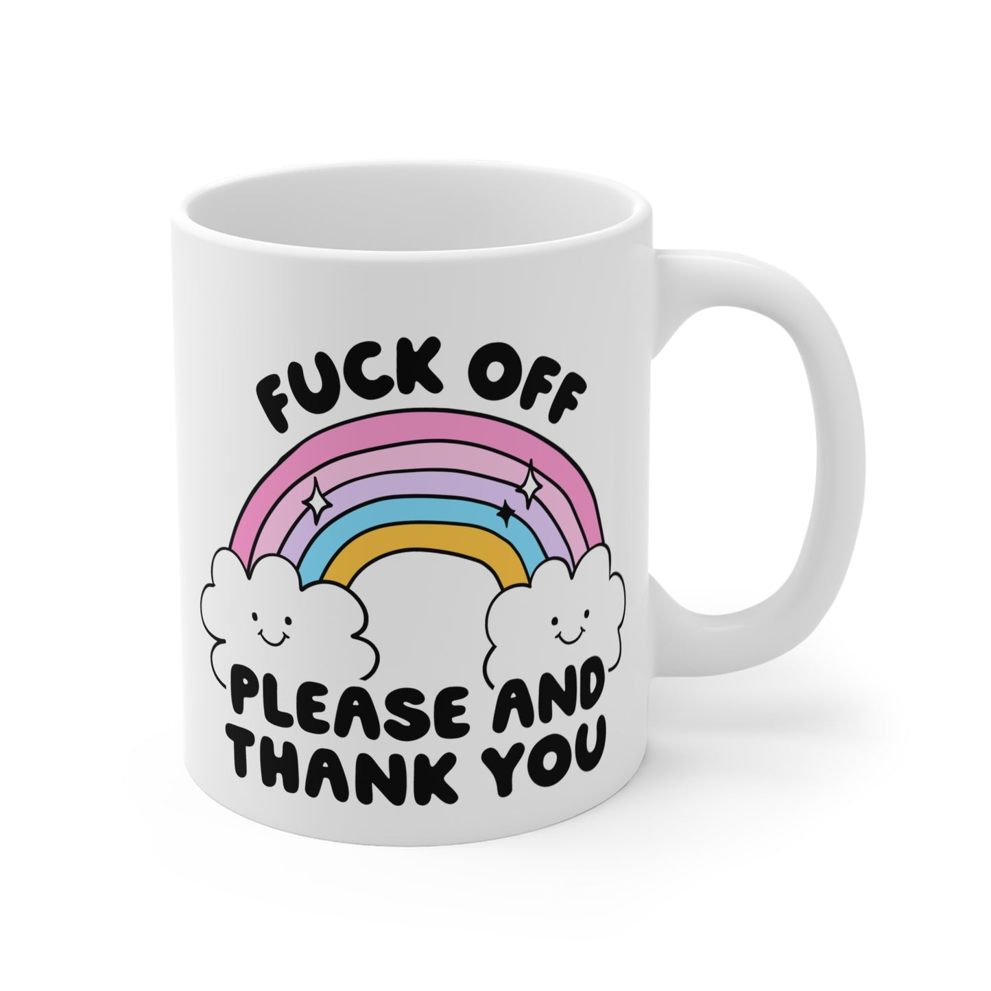 F*ck off please and thank you Mug, Kawaii, Rainbow