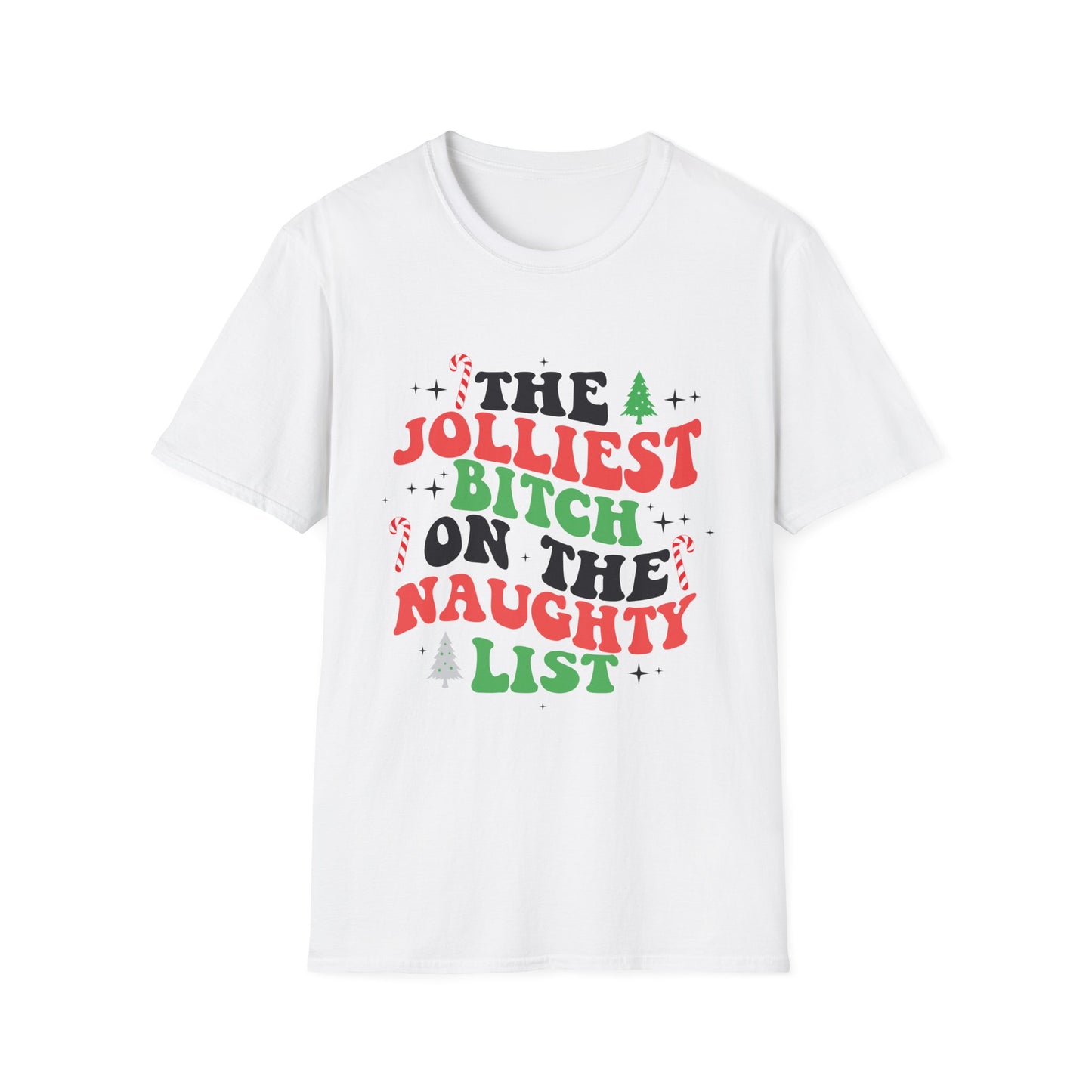 The Jolliest B*tch on the Naughty List, Christmas T-shirt, up to 5XL