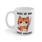 Woke up and chose violence Mug, cute cat with knife