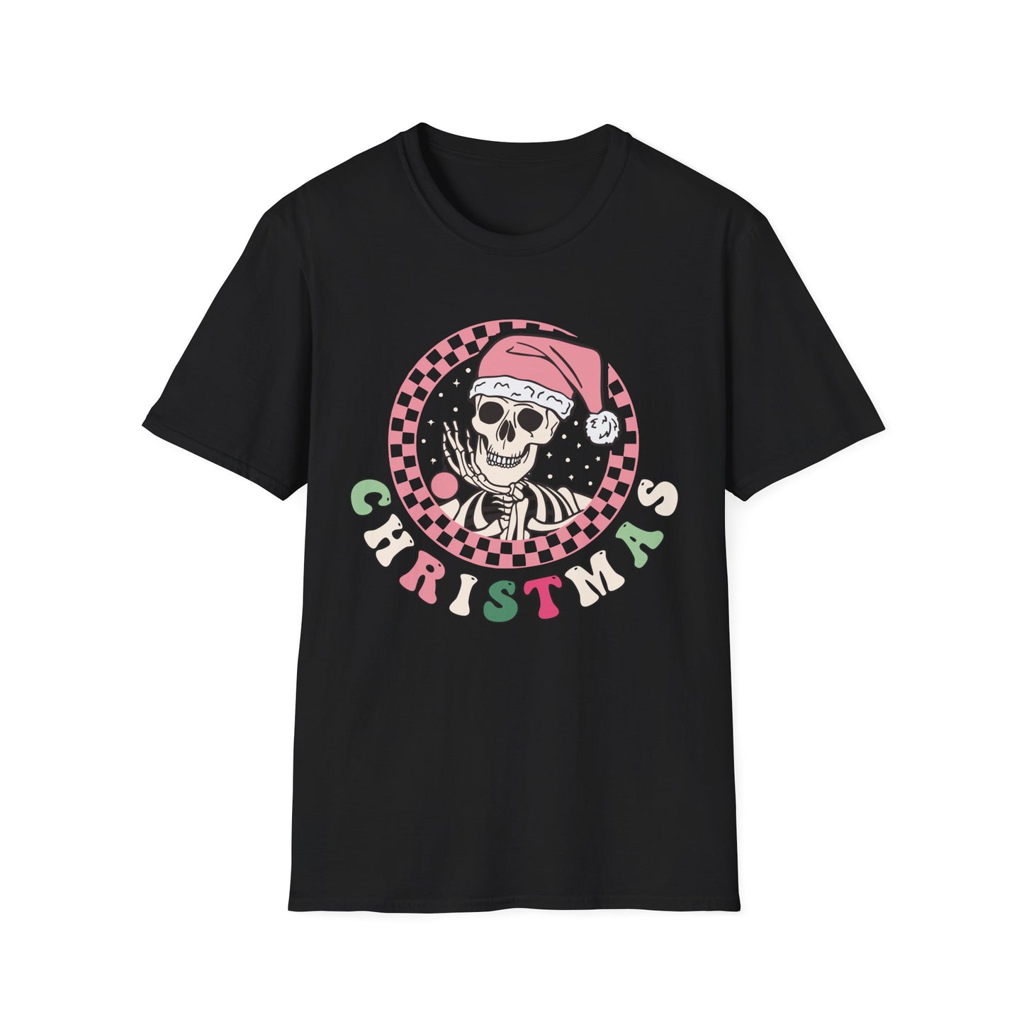 Pink Skeleton Christmas T-shirt, up to 5XL, spooky cute