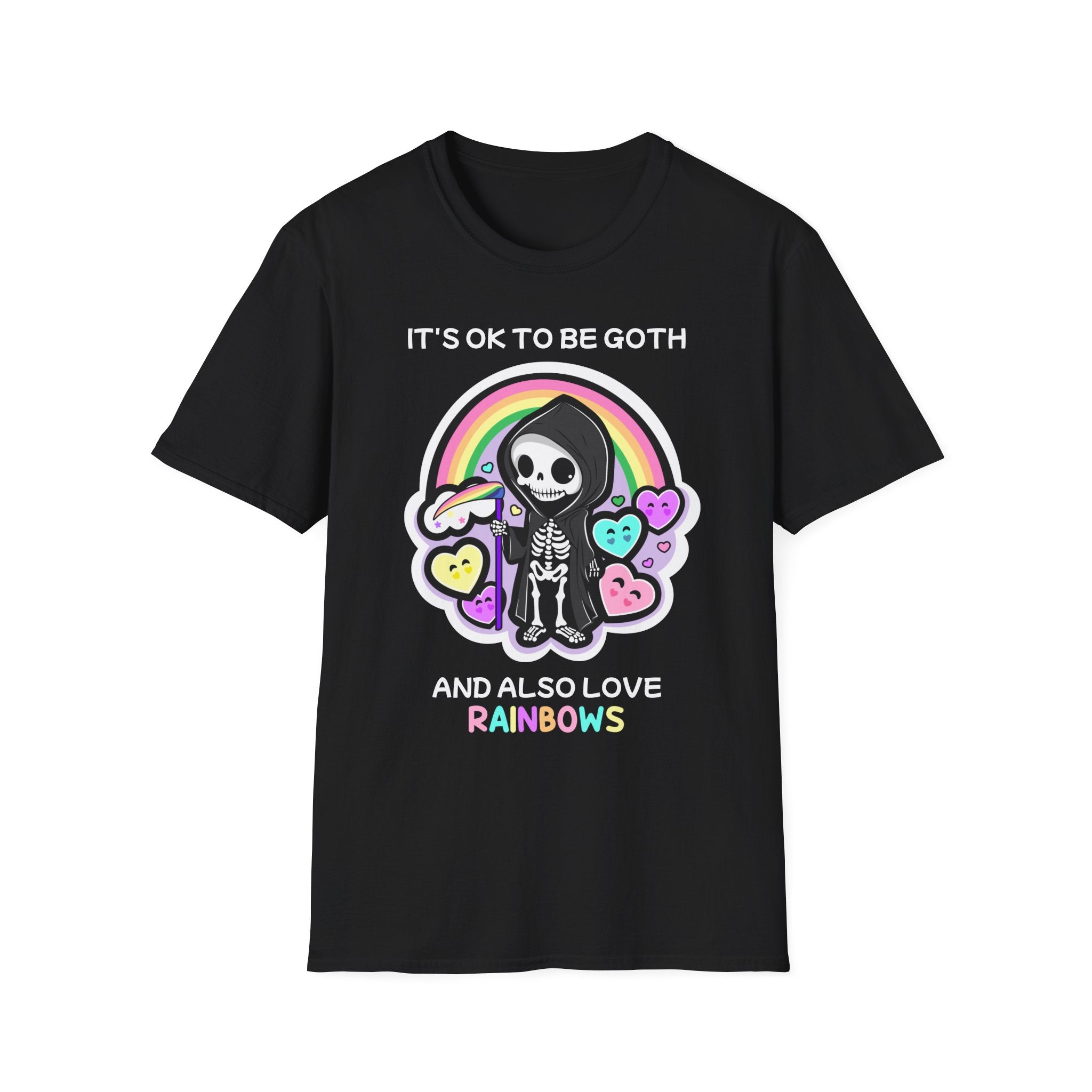 It’s ok to be goth and also love rainbows, T-shirt, up to 5XL, kawaii, pastel goth, pride