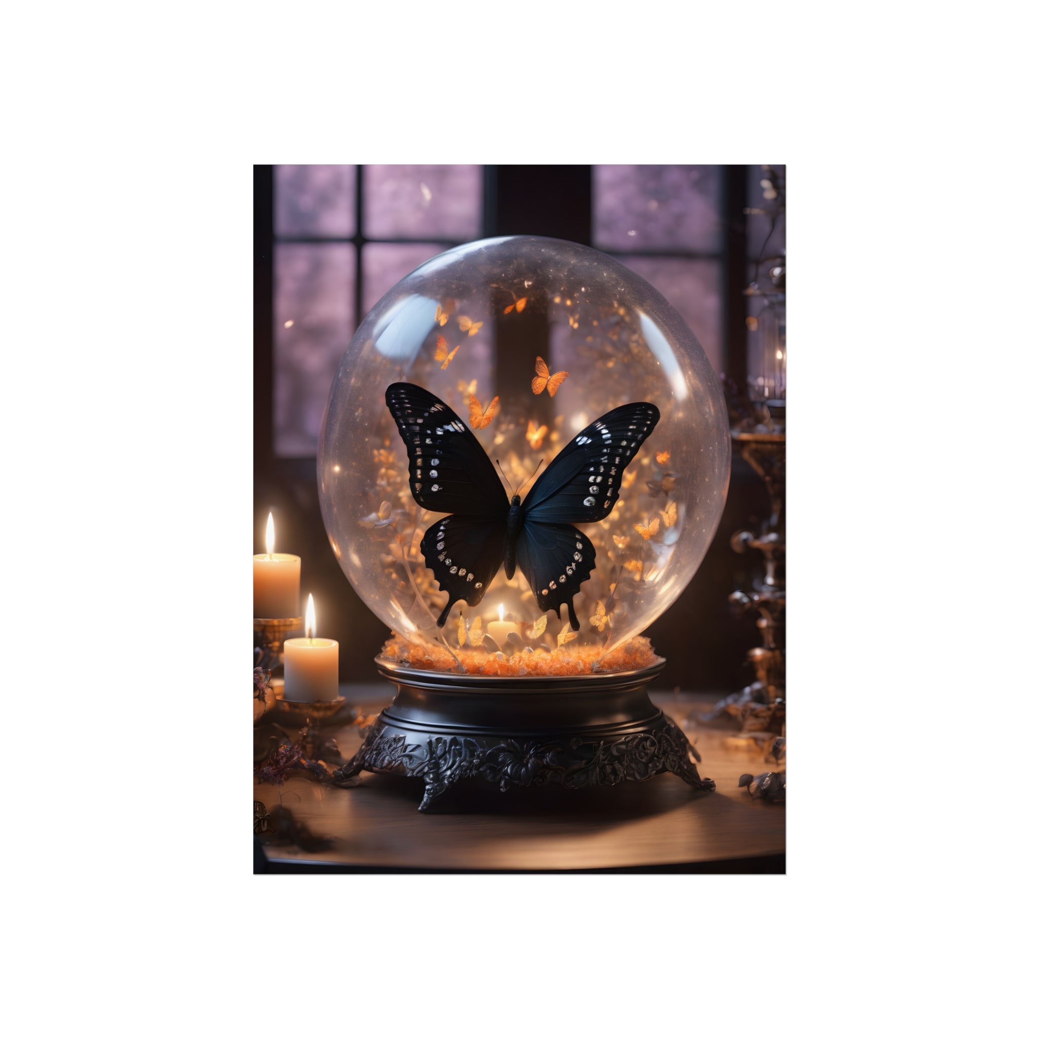 Black Butterfly Fine Art Print, Dark Academia, Goth Wall Decor, Gothic Gallery Wall, Halloween Decor