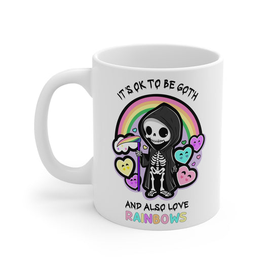 It’s ok to be goth and also love rainbows Mug, kawaii, pastel goth, pride