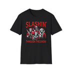 Slashing through the snow, Christmas Softstyle T-Shirt, up to 5XL, Horror Movie, Ugly Christmas Jumper