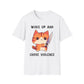 Woke up and chose violence T-shirt, up to 5XL, cute cat with knife