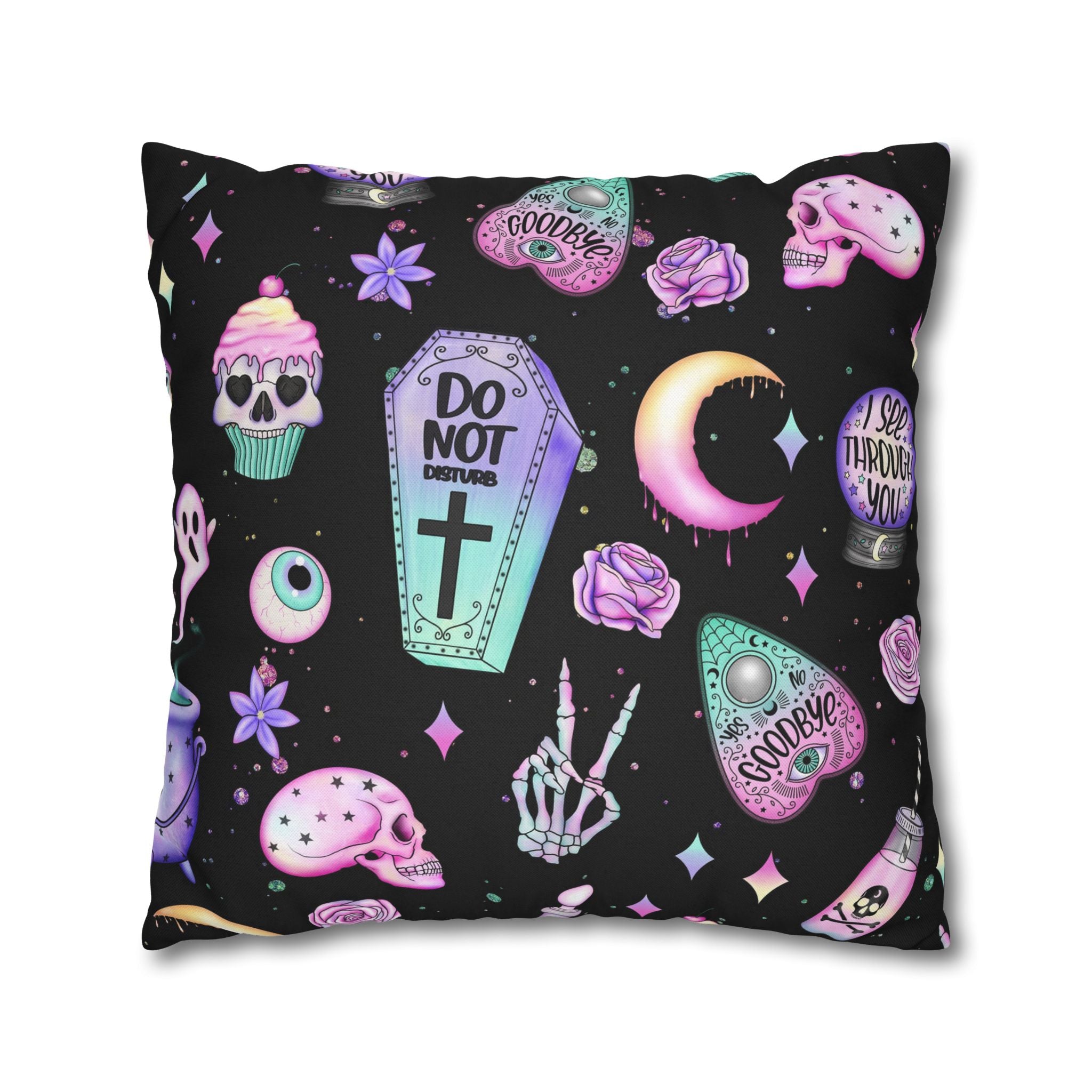 Spooky Vibes Square Pillowcase, Halloween, Pastel Goth