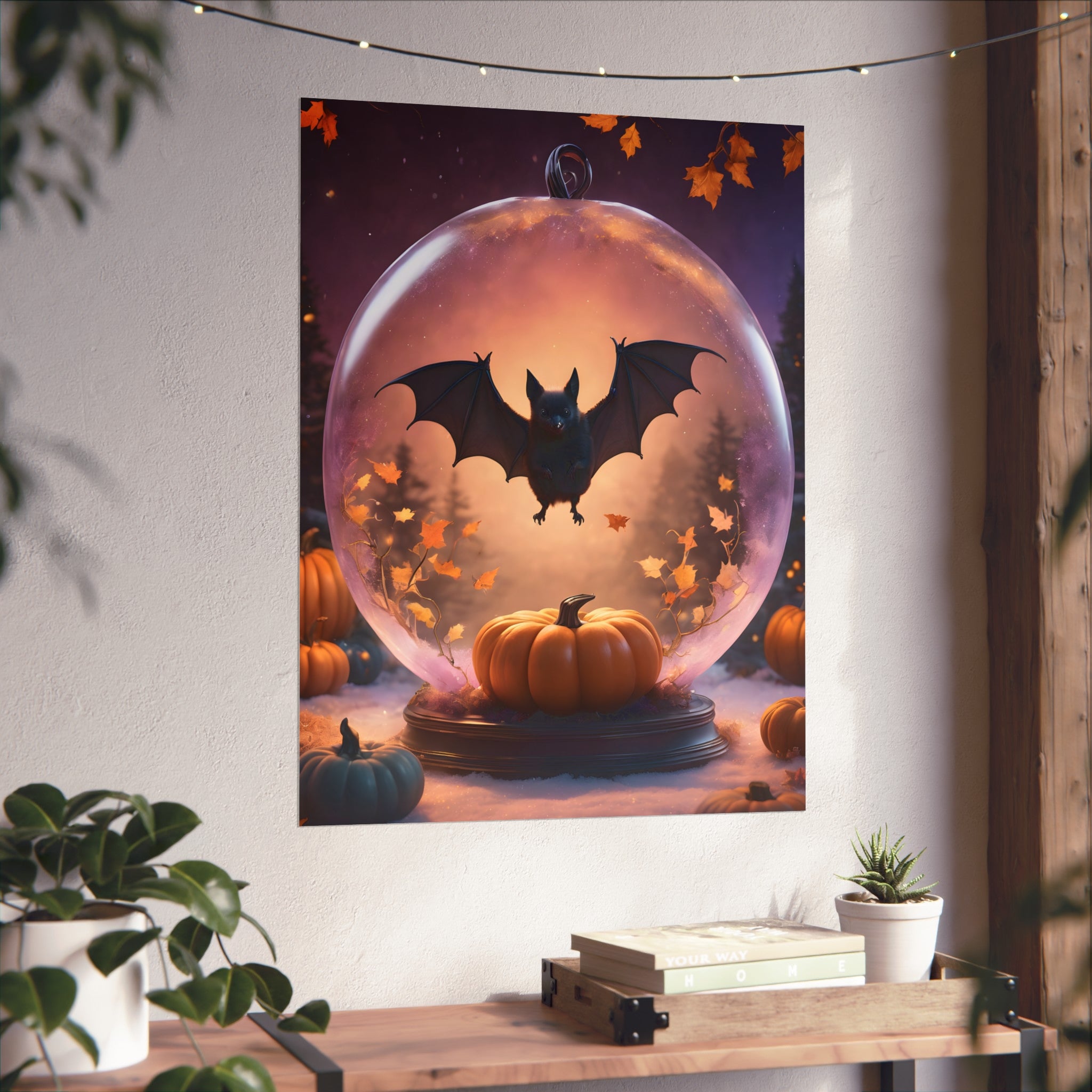 Bat and Pumpkins Fine Art Print, Dark Academia, Goth Wall Decor, Gothic Gallery Wall, Halloween Decor