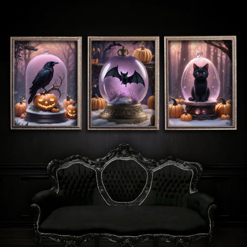 Black Cat Fine Art Print,  Dark Academia, Goth Wall Decor, Gothic Gallery Wall, Witchy Halloween Decor