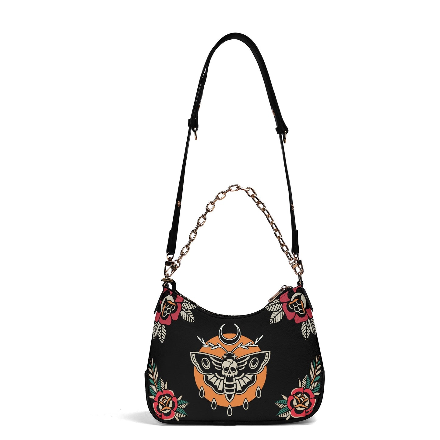 Death Moth Tattoo Vegan Leather Shoulder Handbag