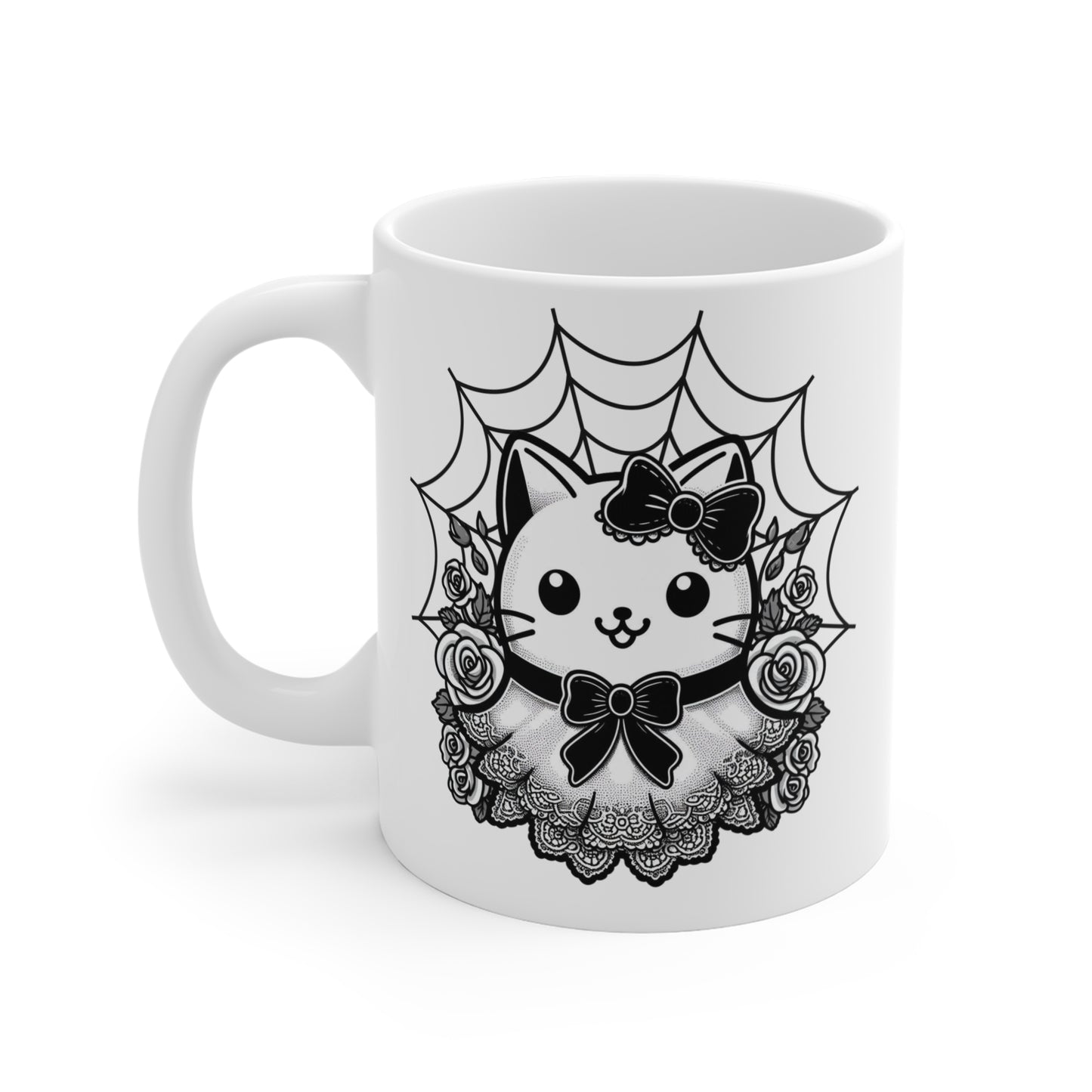 Spooky kawaii kitty Mug, cute coquette