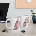 Sorta Merry Sorta Scary Christmas Mug, pink skeleton