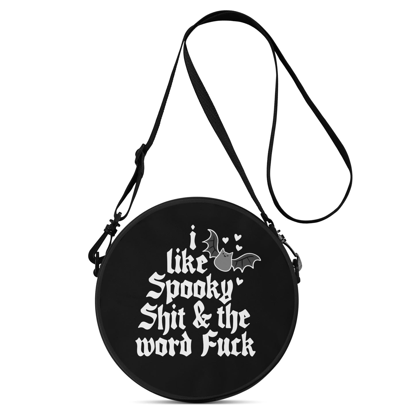 Spooky Sh*t Round Handbag, Halloween, Goth