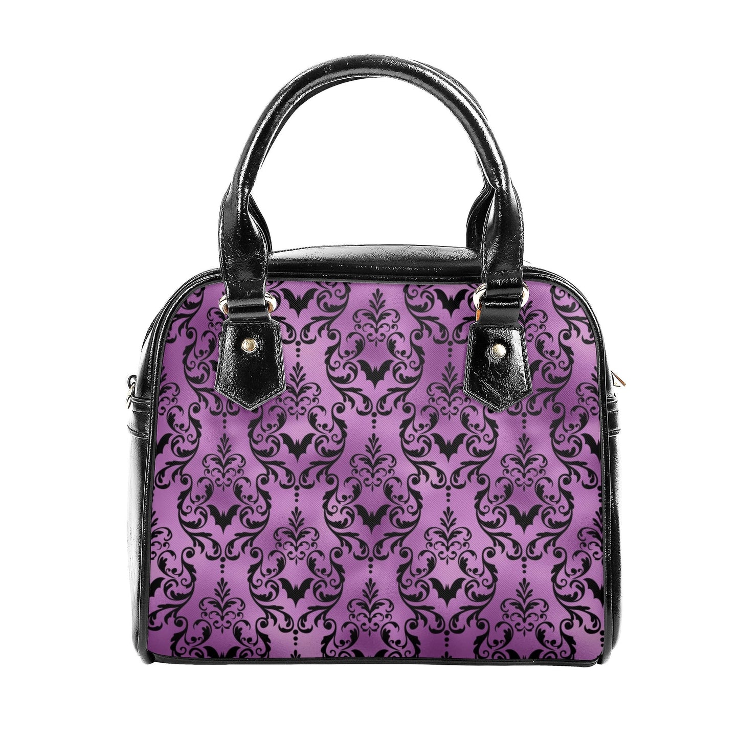 Purple Bats Vegan Leather Gothic Handbag, Halloween