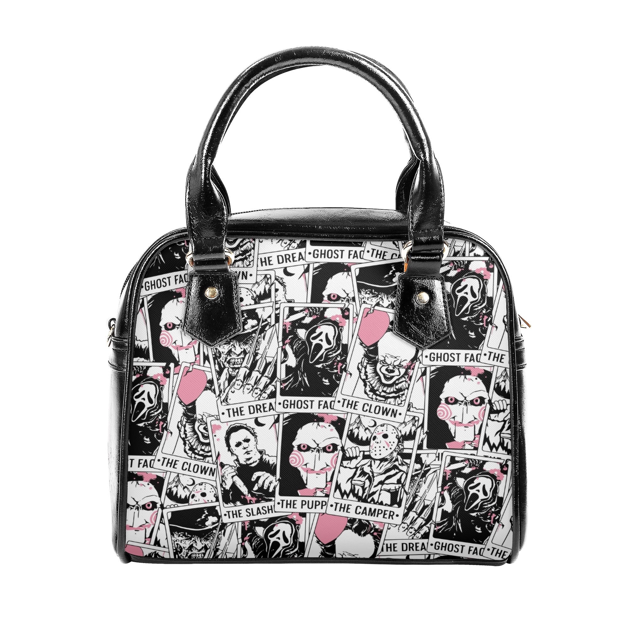 Horror Movies Vegan Leather Handbag, PINK tarot cards