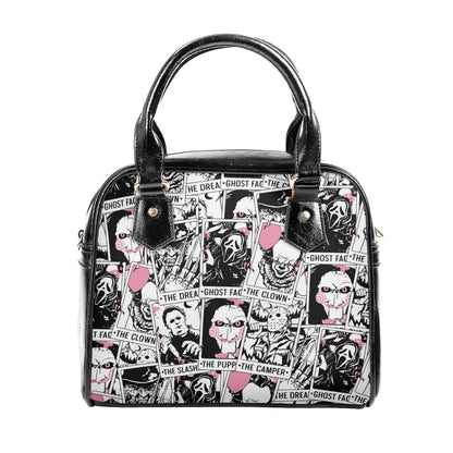 Horror Movies Vegan Leather Handbag, pink tarot cards