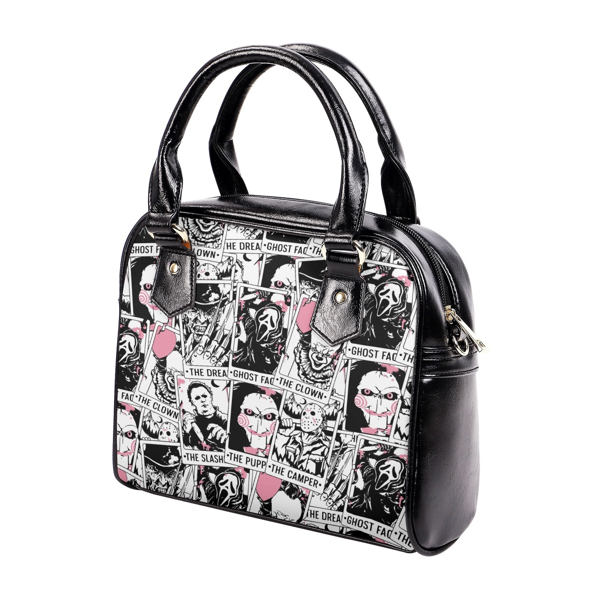 Horror Movies Vegan Leather Handbag, PINK tarot cards