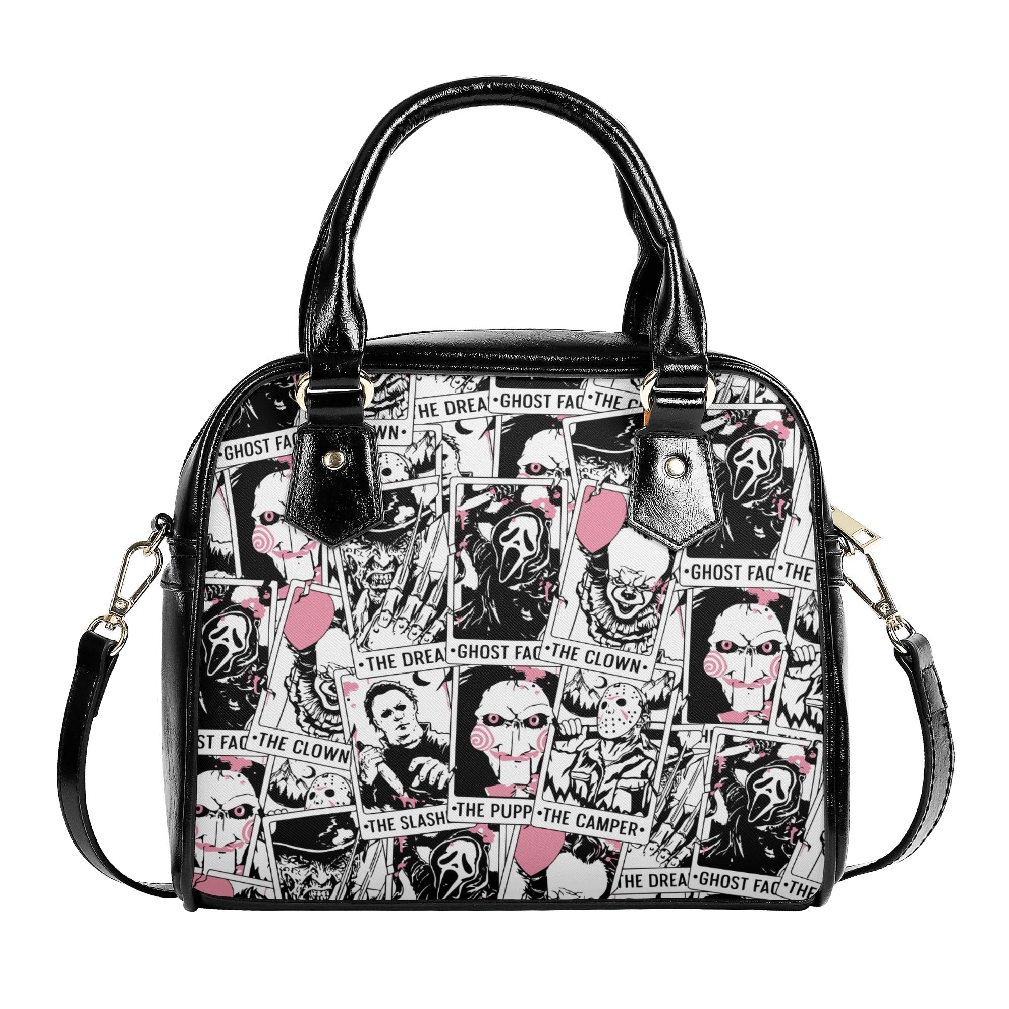 Horror Movies Vegan Leather Handbag, PINK tarot cards