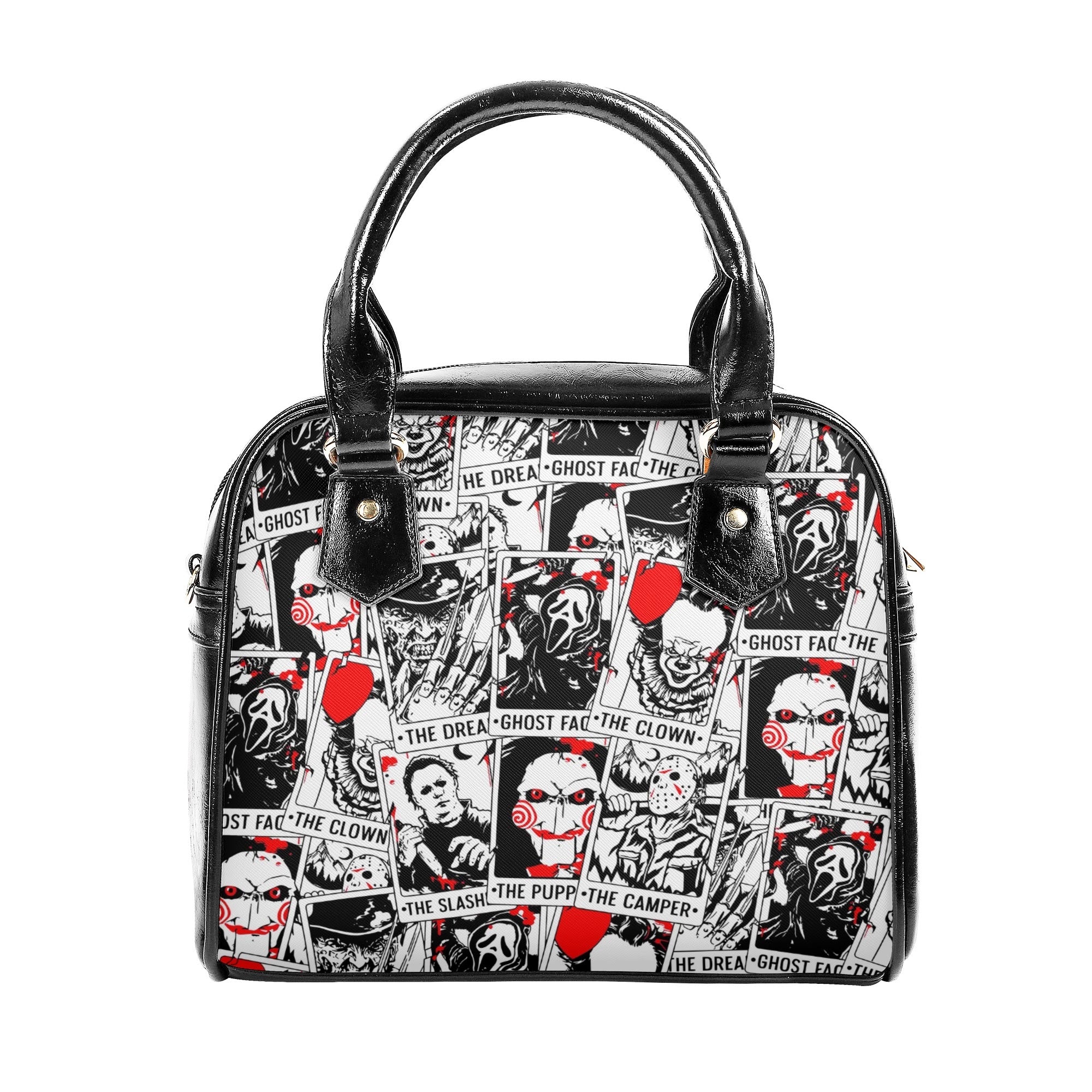 Horror Movies Vegan Leather Handbag, RED tarot cards