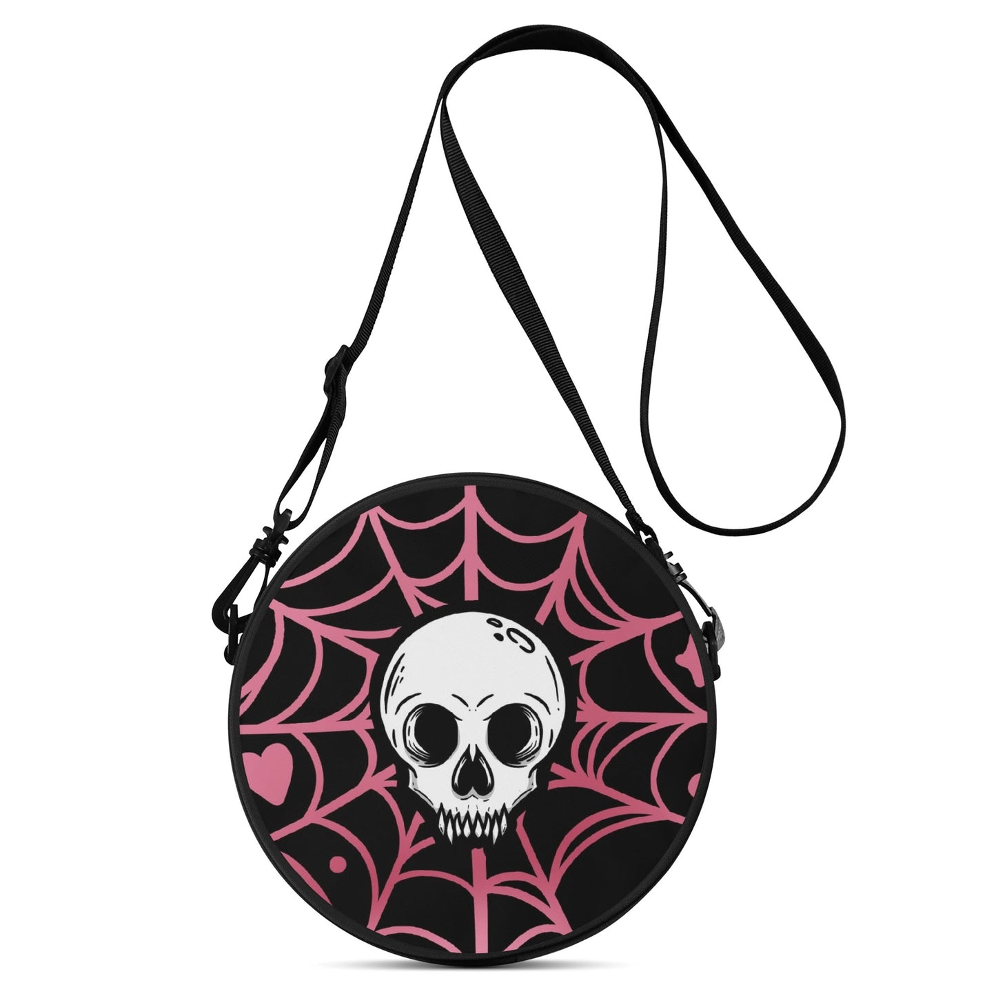 Pink Spiderweb Round Handbag, pastel goth, Halloween