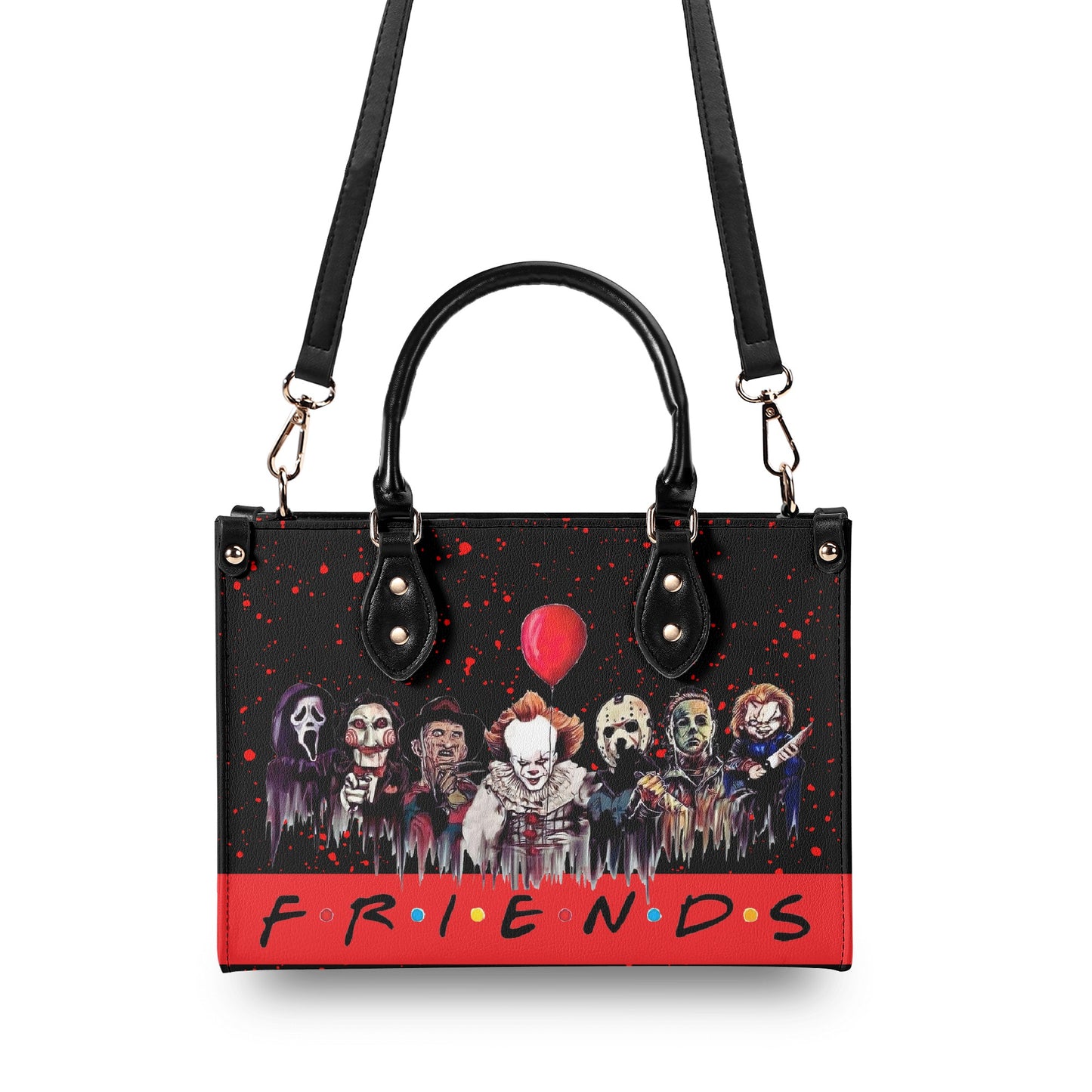 Killer Friends, Vegan Leather Gothic Handbag, Halloween, Horror Movies, Ghostface, Pennywise