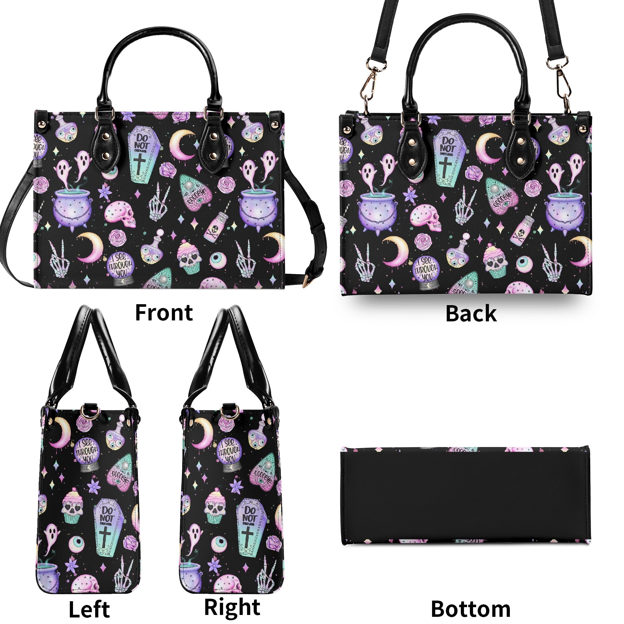 Midnight Coven Handbag, Pastel Goth Vegan Leather Handbag